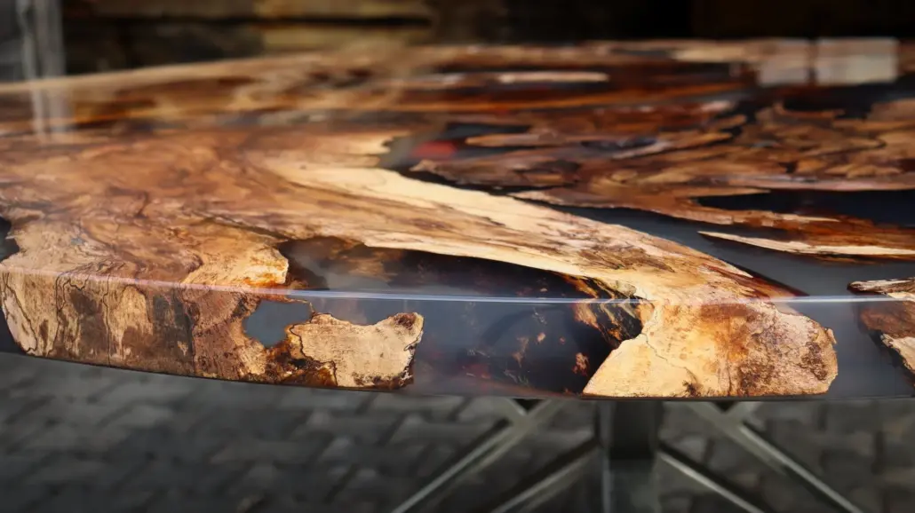 Epoxidharz Esstisch Walnuss Wurzel, DM=160cm, 4