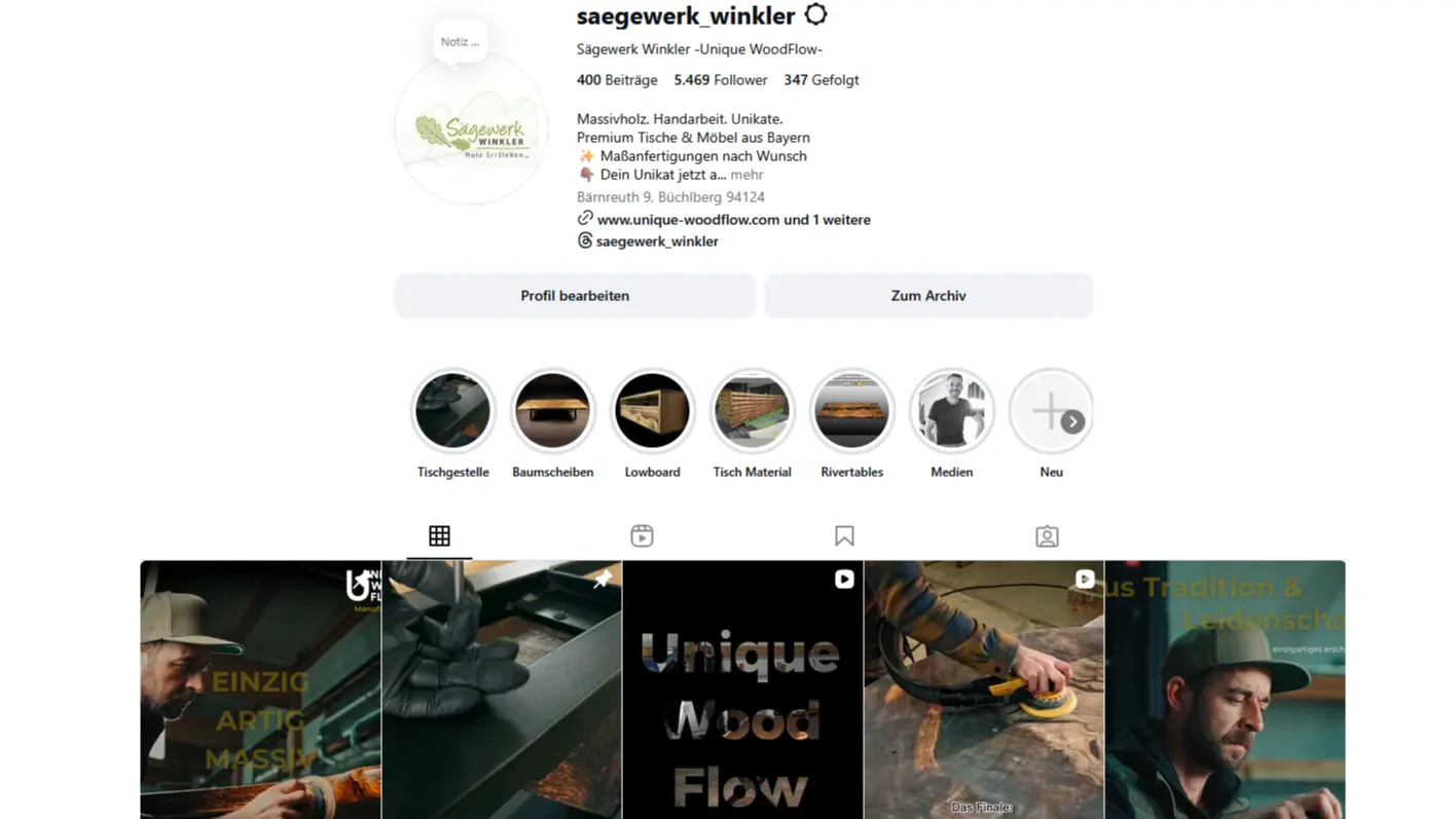 Tischgestelle maßgefertigt - Fertigungsvideos auf Instagram @saegewerk_winkler